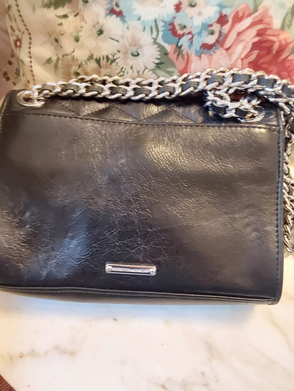 NWOT Rebecca Minkhoff Black Quilted Leather Bag, Shoulder Chain Strap - Picture 3 of 8